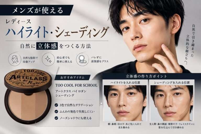 メンズが使えるレディースハイライト・シェーディング解説記事のアイキャッチ